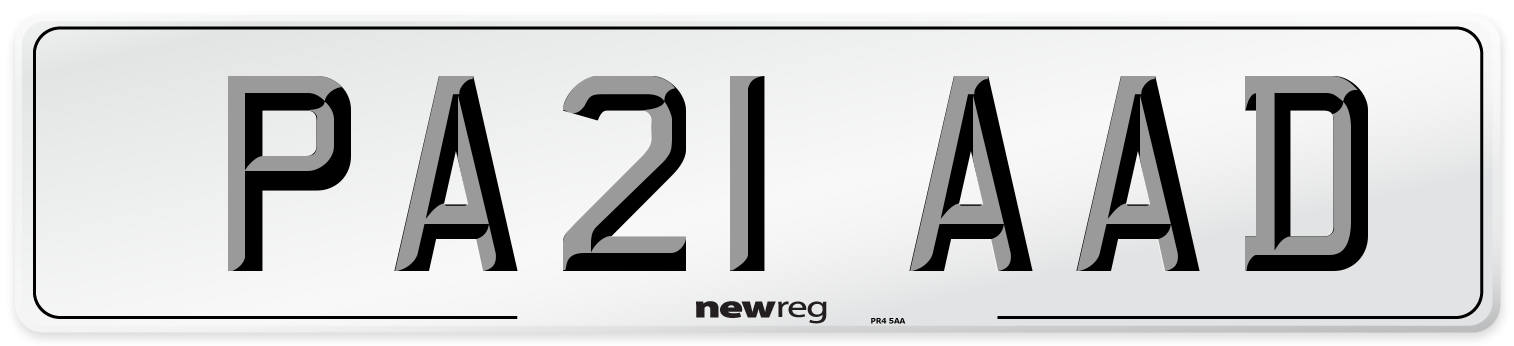 PA21 AAD Number Plate from New Reg